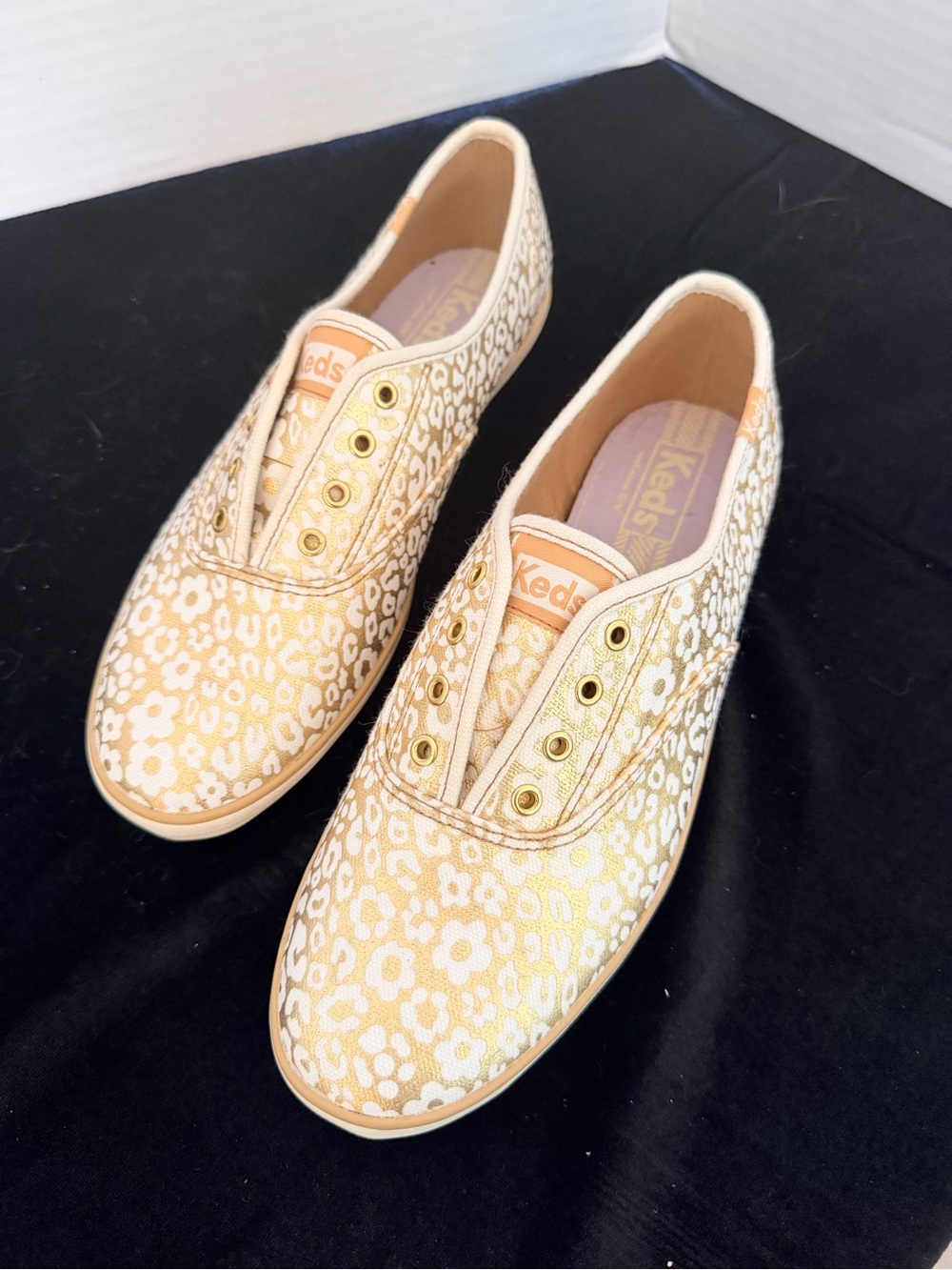 Keds Women's Gold Floral Slip-On Sneakers